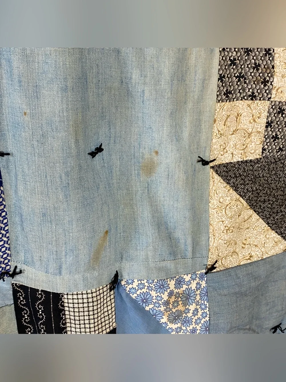 Vintage Patchwork Tie Cutter Quilt 70” x 90”